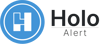 The Holo Alert logo shows a blue circle with a stylized white "H" in the center. Next to it, the words "Holo Alert" are in bold black text, with "Alert" in smaller gray text below.